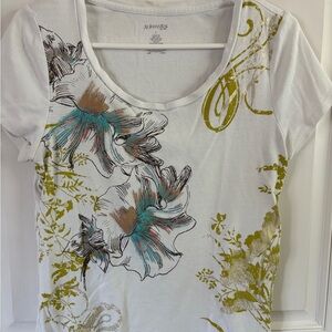 St. John's Bay White Floral Short Sleeve Tee